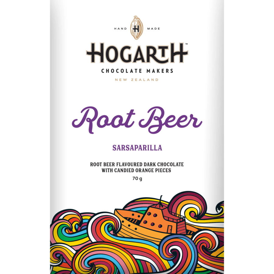 Hogarth Oko Caribe Dominican Republic Root Beer 68% Dark Chocolate Bar with Candied Orange Pieces