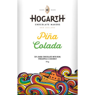 Hogarth Piña Colada 72% Dark Chocolate Bar with Rum, Pineapple & Coconut