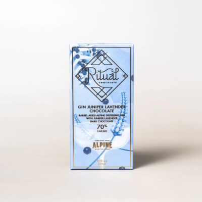 Ritual Chocolate 70% Dark Chocolate Bar with Alpine Distilling Gin, Juniper & Lavender
