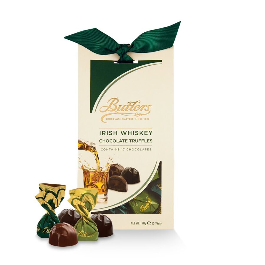 Butlers Milk & Dark Chocolate Truffles with Irish Whiskey in Ribbon Tote