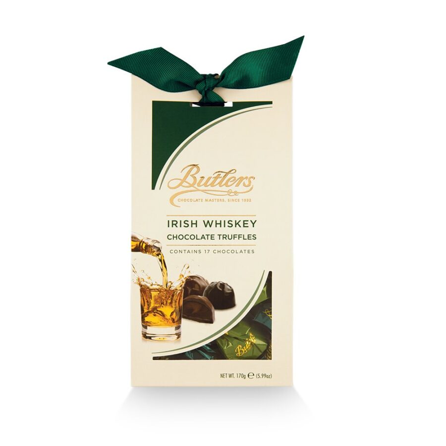 Butlers Milk & Dark Chocolate Truffles with Irish Whiskey in Ribbon Tote Front