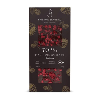 Philippe Beaulieu 70% Dark Chocolate Bar with Raspberry