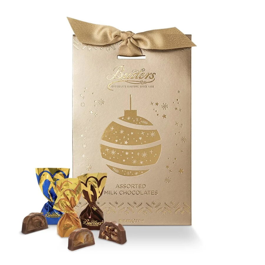 Butlers Assorted Milk Chocolate Truffles in Luxury Gold Ornament Tapered Box