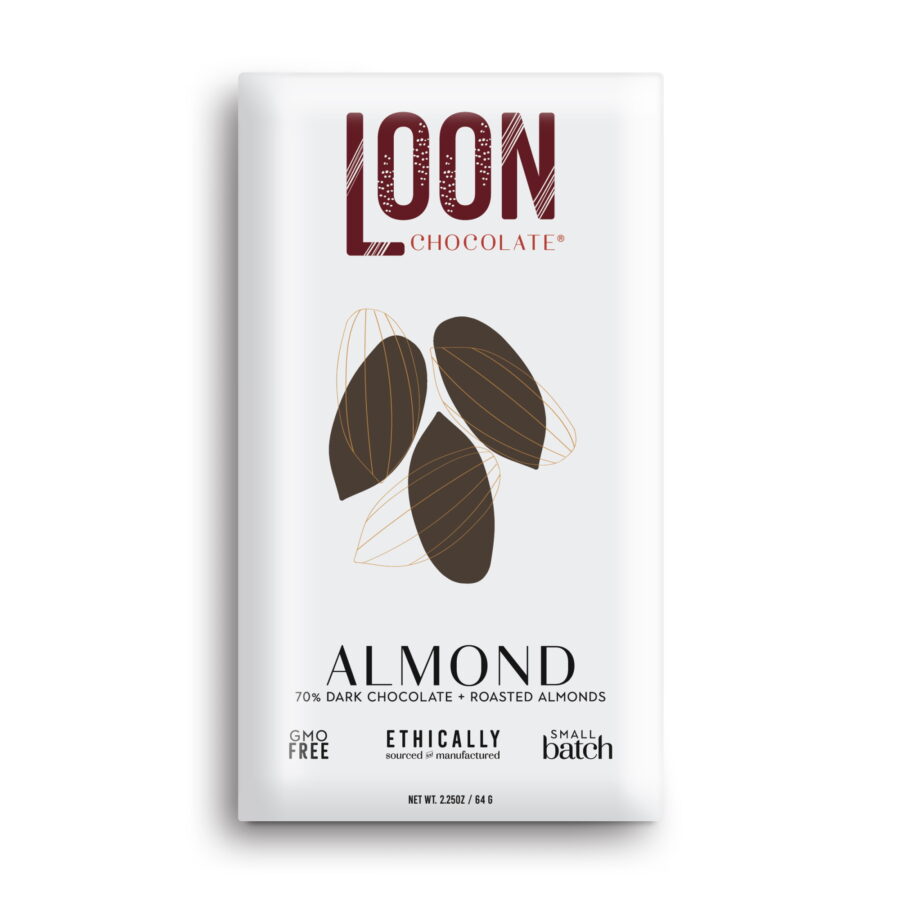 Loon Chocolate 70% Dark Chocolate Bar with Roasted Almond