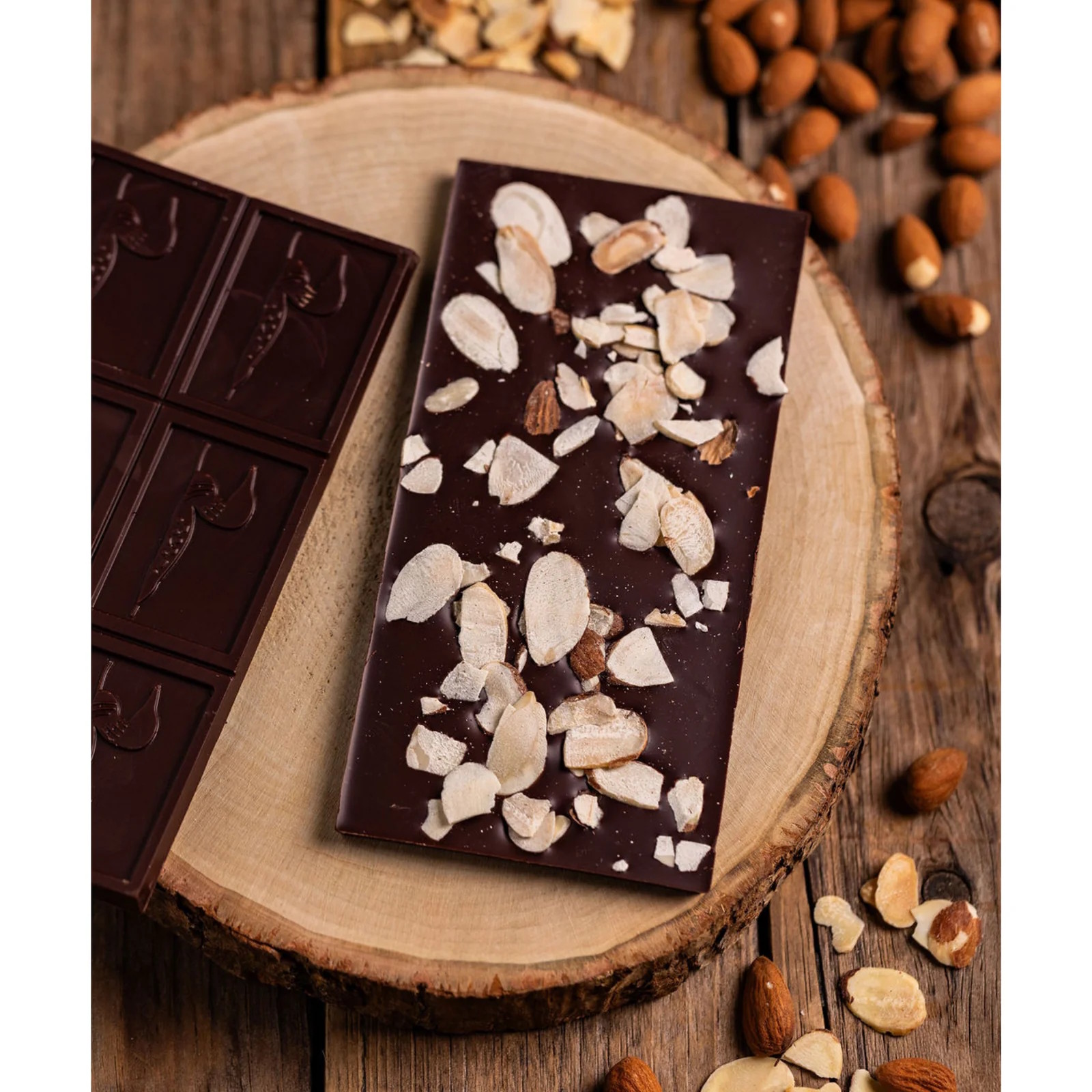 Loon Chocolate 70% Dark Chocolate Bar with Roasted Almonds & Sea Salt - Image 3