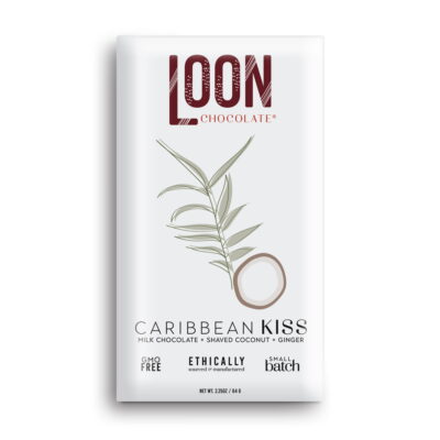 Loon Chocolate Caribbean Kiss Milk Chocolate Bar with Shaved Coconut & Ginger