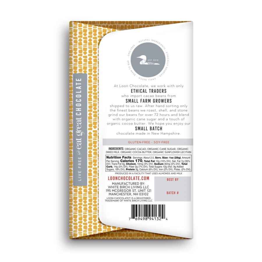 Loon Chocolate Ecuador 40% Milk Chocolate Bar Back