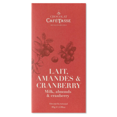 Café-Tasse 38% Milk Chocolate Bar with Almonds & Cranberries