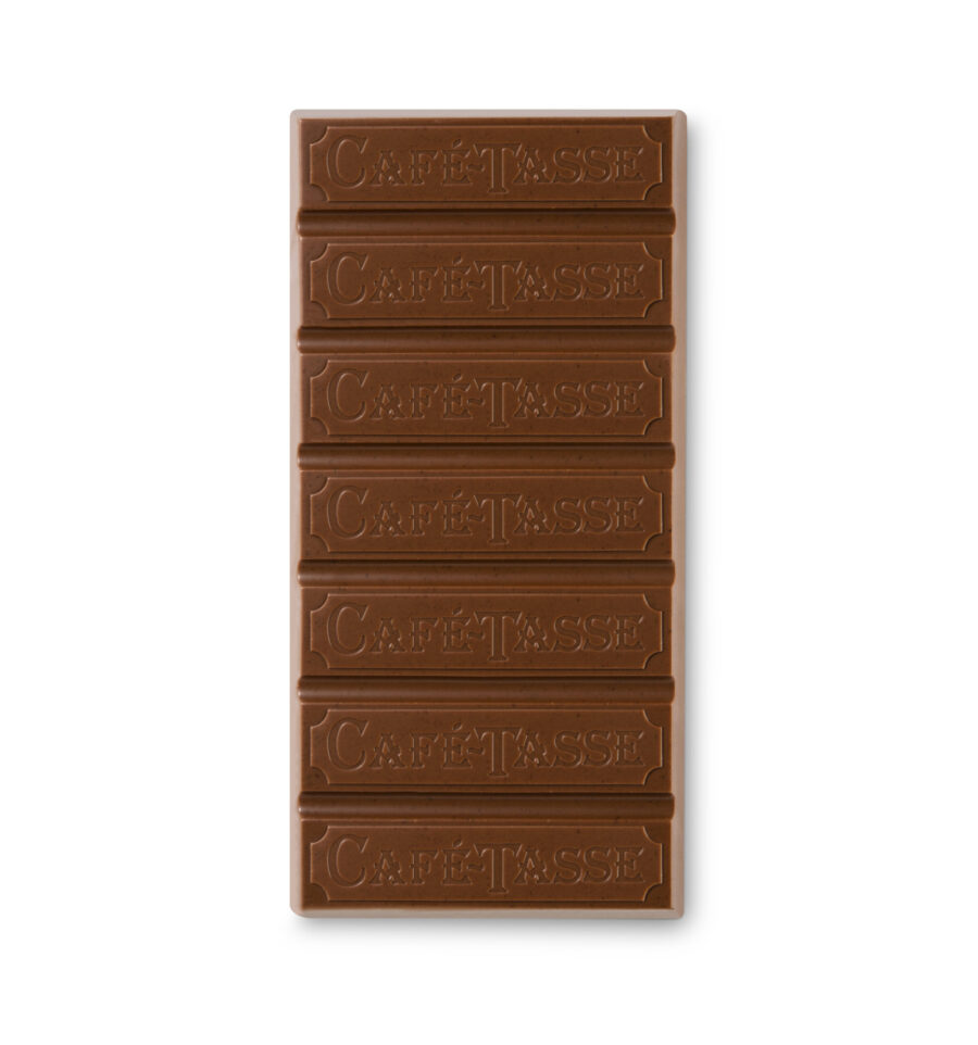 Café-Tasse 38% Milk Chocolate Bar with Pecans, Salt & Cookies Open