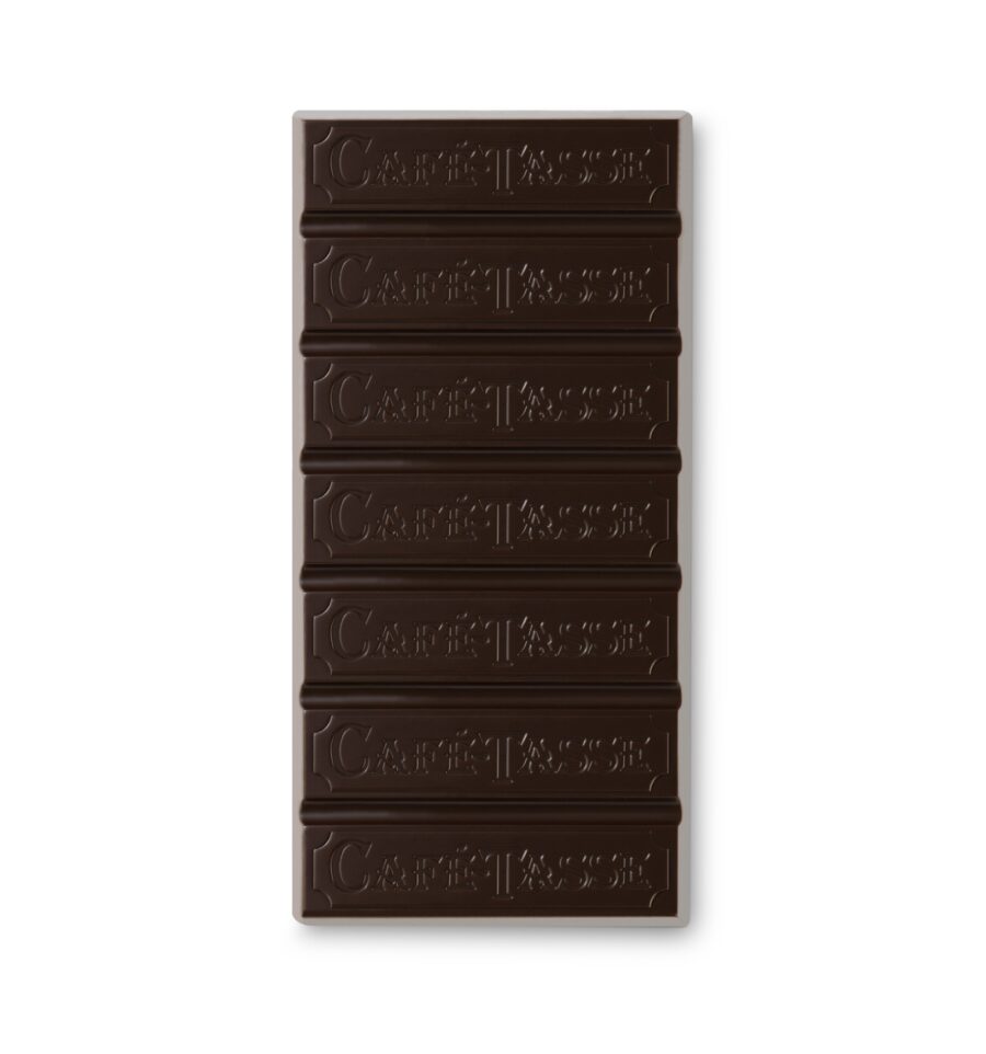 Café-Tasse 77% Dark Chocolate Bar Open