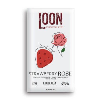 Loon Chocolate 70% Dark Chocolate Bar with Strawberry & Rose