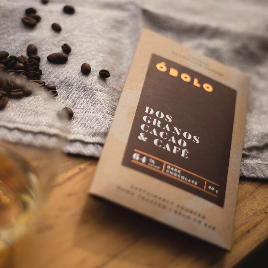 Obolo 64% Dark Chocolate Bar with Coffee Lifestyle