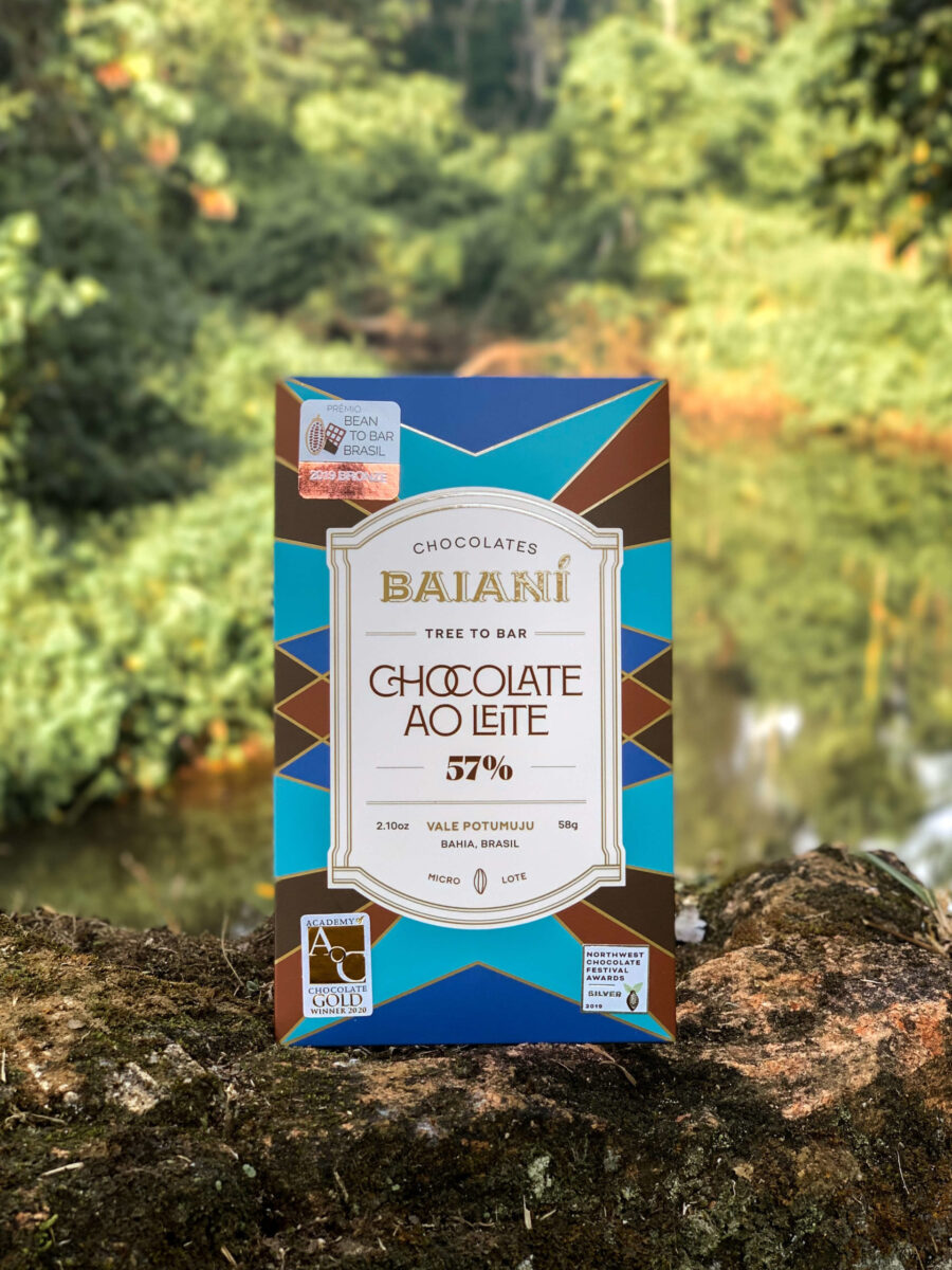 Baiani Brazil 57% Dark Milk Chocolate Bar Lifestyle