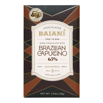 Baiani Brazil 65% Dark & White Chocolate Bar with Brazilian Cappuccino
