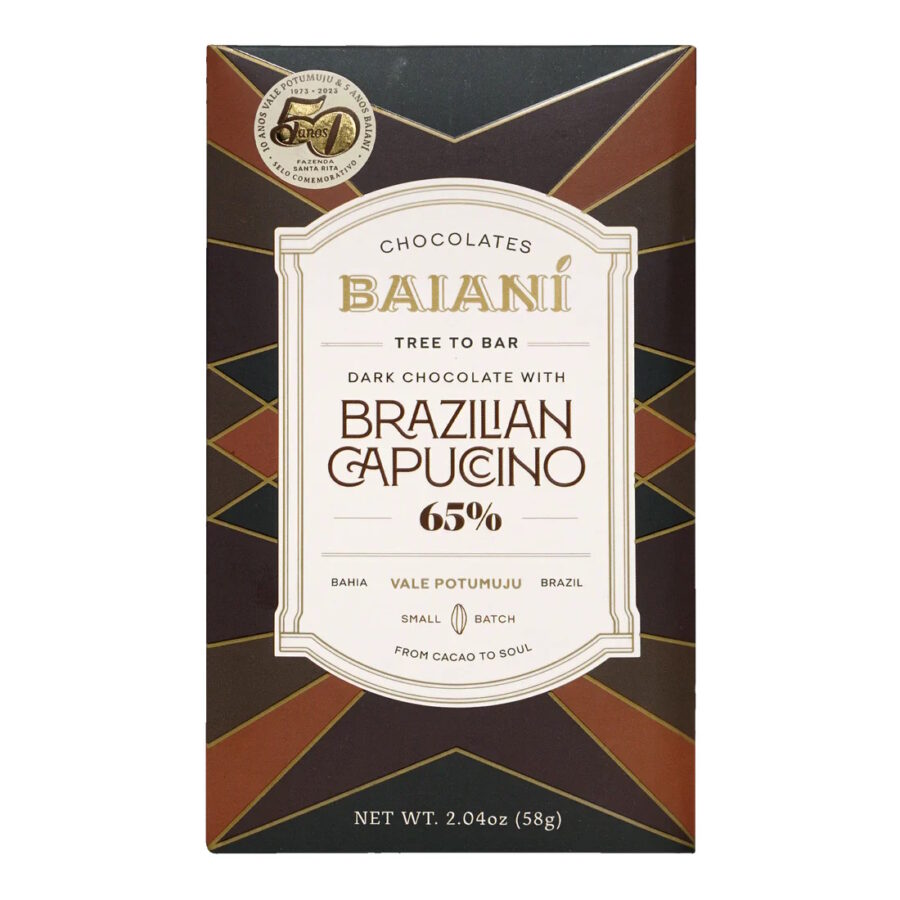 Baiani Brazil 65% Dark & White Chocolate Bar with Brazilian Cappuccino