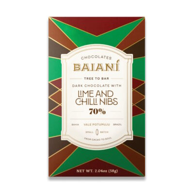 Baiani Brazil 70% Dark Chocolate Bar with Lime & Chilli Nibs