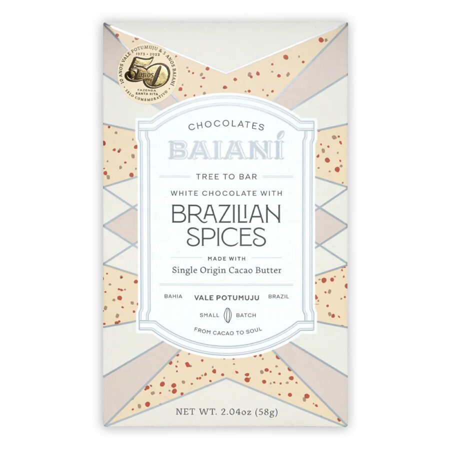 Baiani Brazil White Chocolate Bar with Brazilian Spices