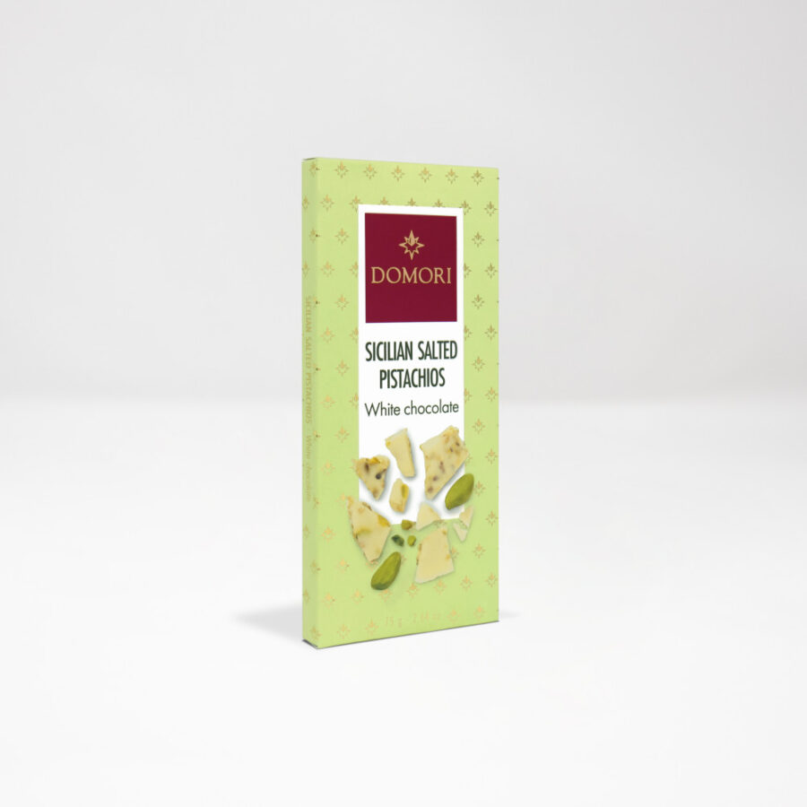 Domori White Chocolate Bar with Salted Sicilian Pistachios
