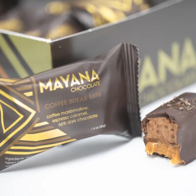 Mayana Chocolate Coffee Break 66% Dark Chocolate Bar with Coffee Marshmallow & Espresso Caramel
