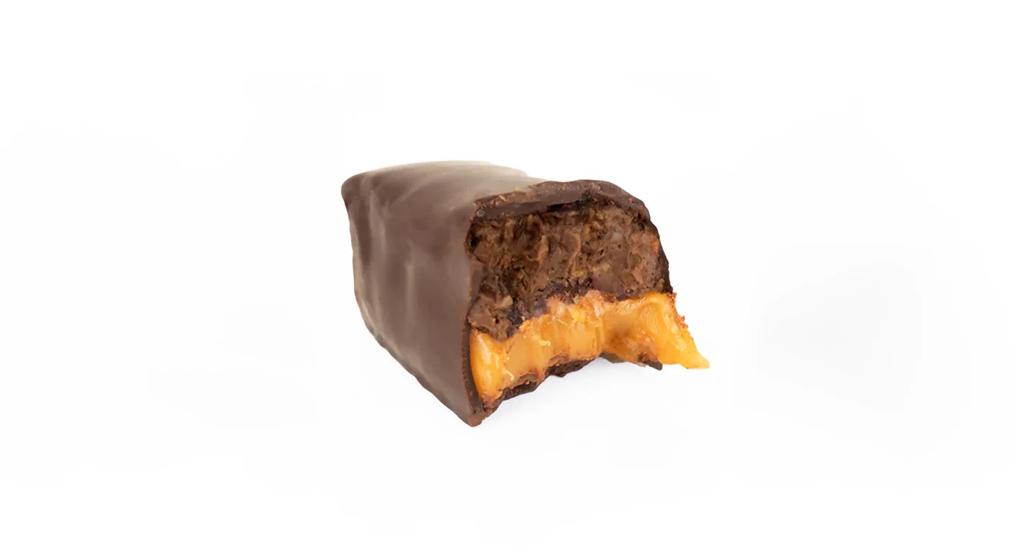 Mayana Chocolate Mayan Spice Bar Dark Chocolate Bar with Spicy Dark Chocolate Ganache, Salted Caramel & Tortilla Peanut Crunch Open