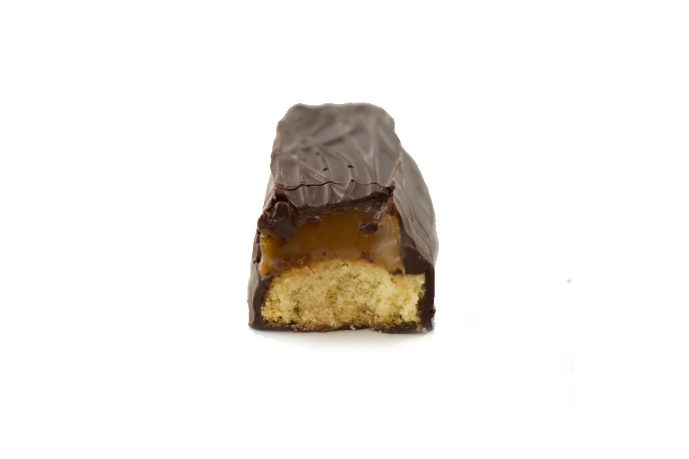 Mayana Chocolate XL Fix Bar 66% Dark Chocolate Bar with Vanilla Shortbread & Fleur de Sel Caramel Open 2