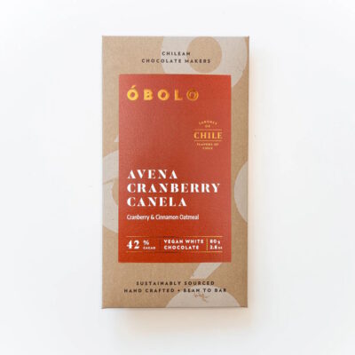 Obolo 42% White Oat Milk Chocolate Bar with Cranberry & Cinnamon Oatmeal