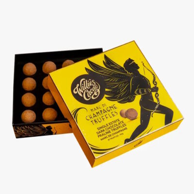 Willie's Cacao 16-Piece Dark Chocolate Praline Truffles with Marc de Champagne