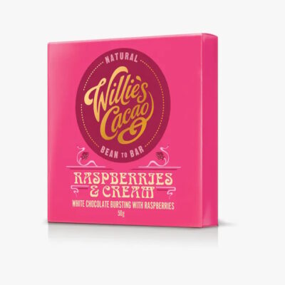 Willie's Cacao 36% White Chocolate Bar with Raspberries