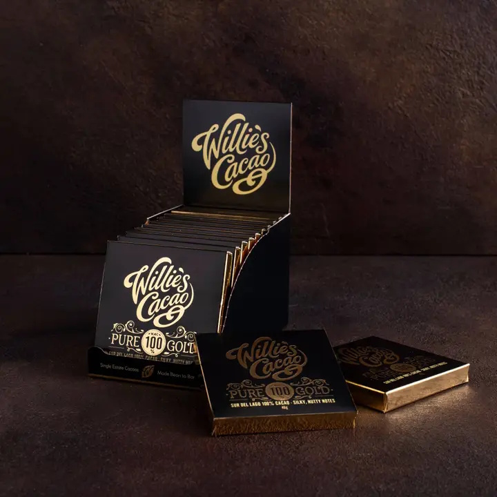Willie's Cacao Pure Gold Sur del Lago Venezuela 100% Cacao Bar Case