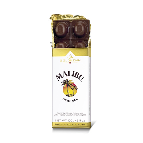 Goldkenn® 37% Milk Chocolate Bar with Malibu Liqueur Syrup Center Lifestyle (1)