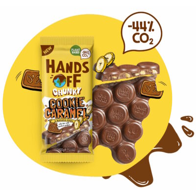 Hands Off Chunky Hazelnut Praline Chocolate Bar with Cookie, Caramel & Banana Chips