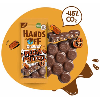 Hands Off Chunky Hazelnut Praline Chocolate Bar with Pecan, Pretzel & Salted Caramel