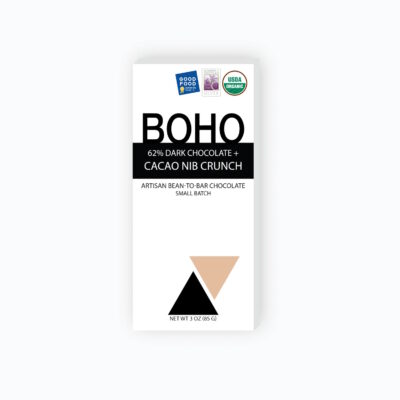 BOHO Chocolate 62% Dark Chocolate Bar with Cacao Nib Crunch