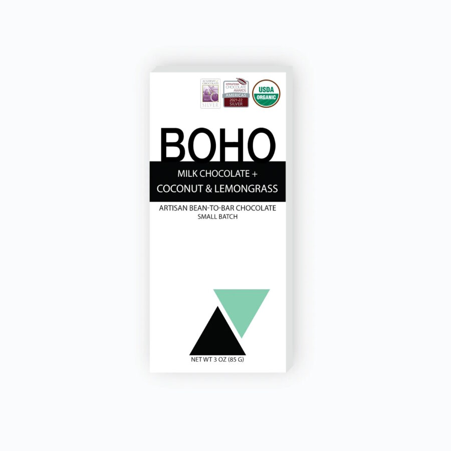 BOHO Chocolate Milk Chocolate Bar with Coconut & Lemongrass