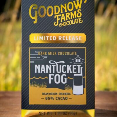 Goodnow Farms Nantucket Fog 65% Dark Milk Chocolate Bar Lifestyle