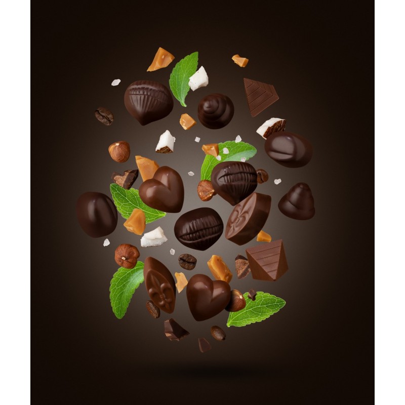 Perlège 16-Piece No-Sugar-Added Dark & Milk Chocolate Pralines Box Lifestyle Singles