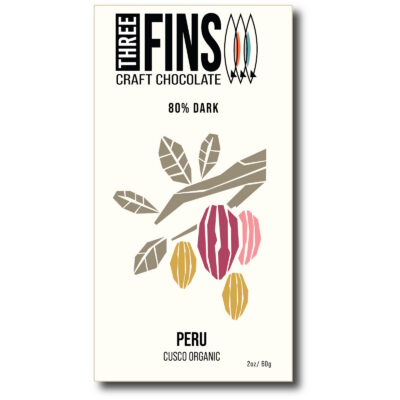 Three Fins Craft Chocolate Cusco Peru 80% Dark Chocolate Bar