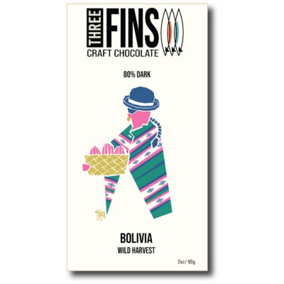 Three Fins Craft Chocolate Wild Harvest Bolivia 80% Dark Chocolate Bar
