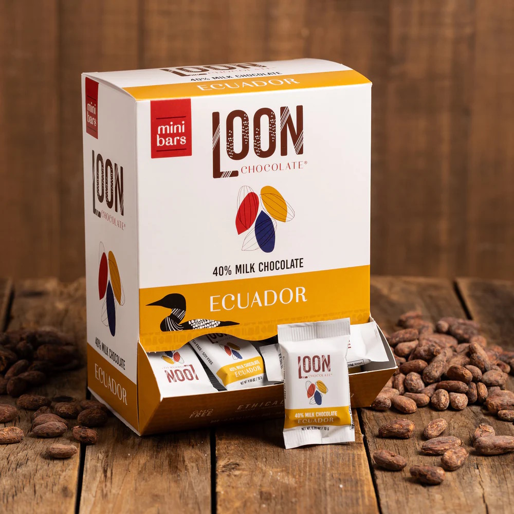 Loon Chocolate MINI Ecuador 40% Milk Chocolate Bar Display