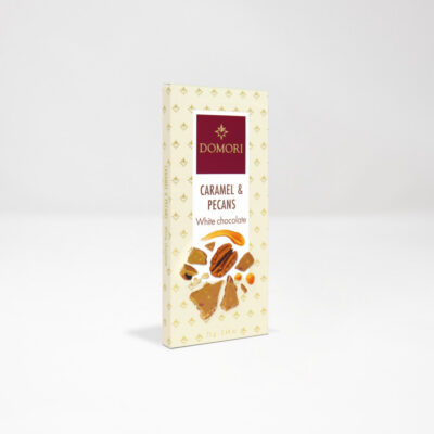 Domori White Chocolate Bar with Caramel & Pecans