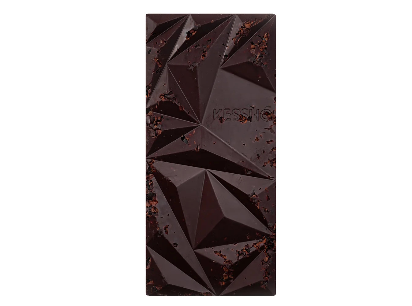 KESSHO Mulled Wine 74% Dark Chocolate Bar with Cocoa Nibs Open