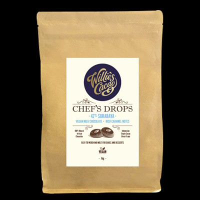 Willie's Cacao Surabaya Indonesia Vegan 42% Milk Couverture Chocolate Chef's Drops