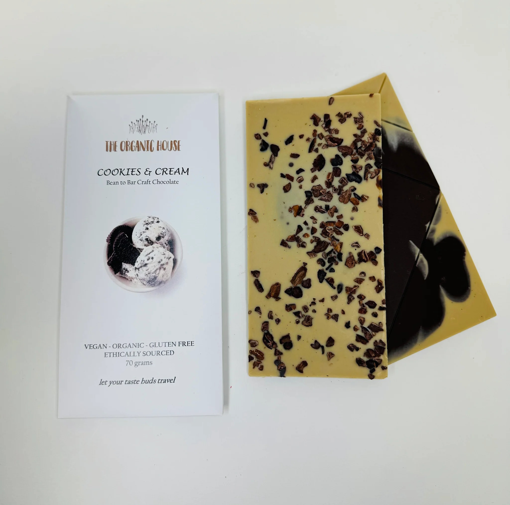 The Organic House Cookies & Cream White Mylk Chocolate Bar
