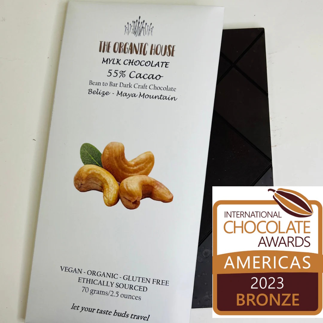 The Organic House Maya Mountain Belize 55% Mylk Chocolate Bar Award