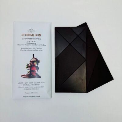 The Organic House Sambirano Valley Madagascar 70% Dark Chocolate Bar with Strawberry