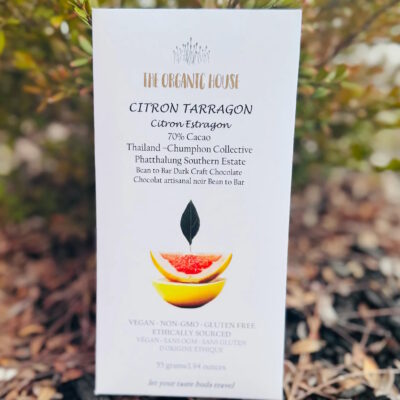 The Organic House Thailand 70% Dark Chocolate Bar with Citron Tarragon