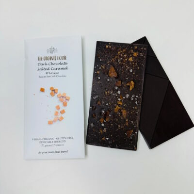 The Organic House Ucayali Peru 70% Dark Chocolate Bar with Salted Caramel