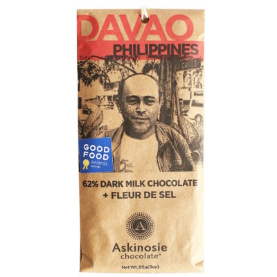 Askinosie Davao Philippines 62% Dark Milk Chocolate Bar with Fleur de Sel
