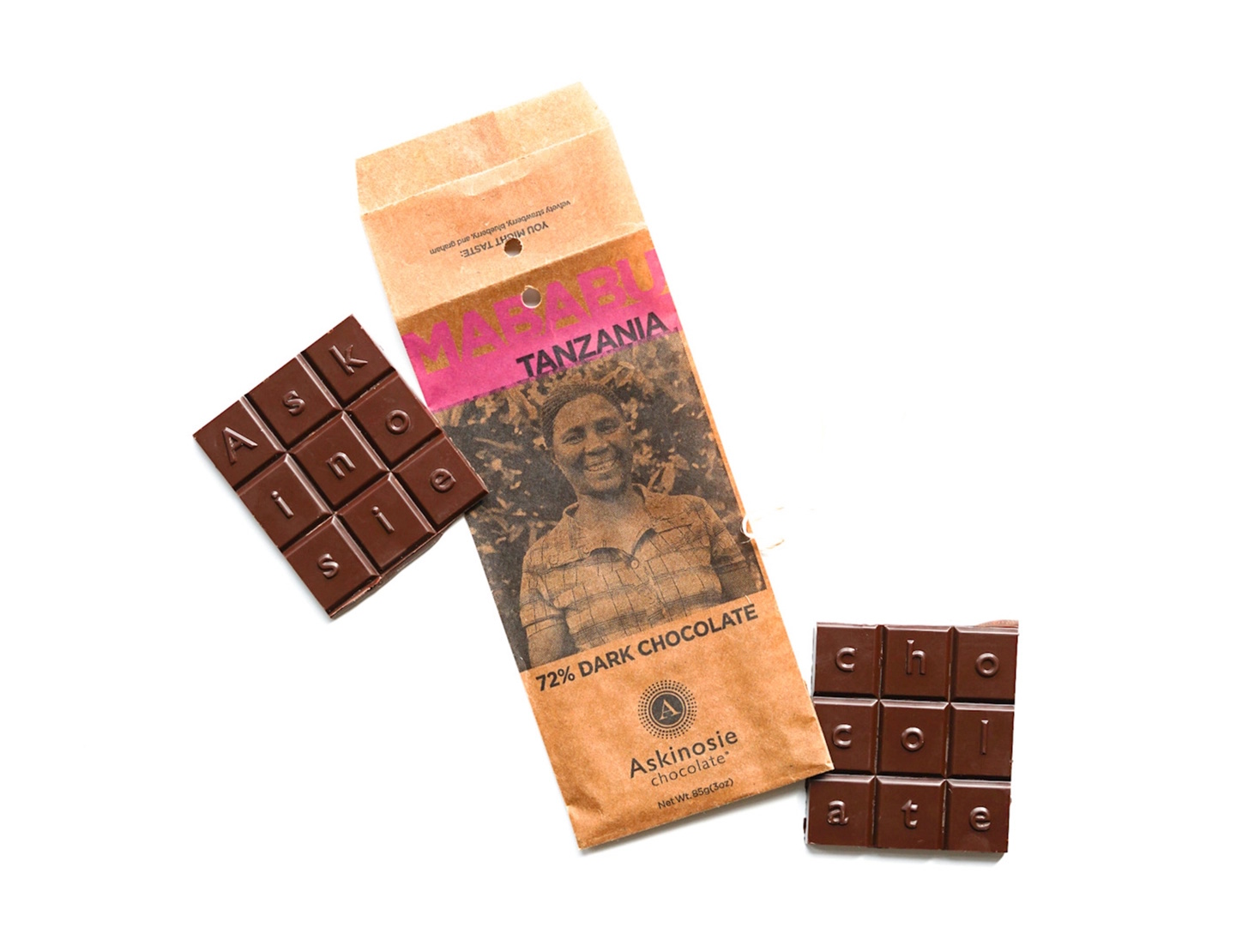 Askinosie Mababu Tanzania 72% Dark Chocolate Bar Open Lifestyle 2
