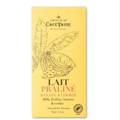 Cafe Tasse 38% Milk Chocolate Bar with Praline, Banana & Cookie